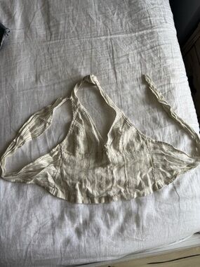 BDG Cream Striped Halter Tank Top